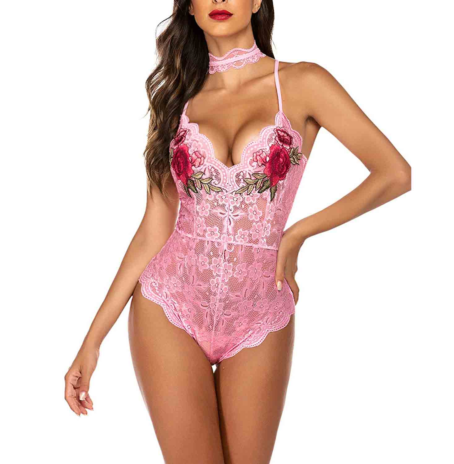 Embroidery Teddy Bodysuit - Deal product