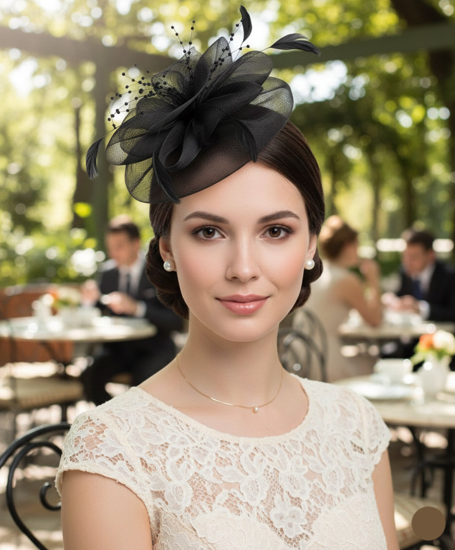 Elegant Feathered Mesh Fascinator Hat
