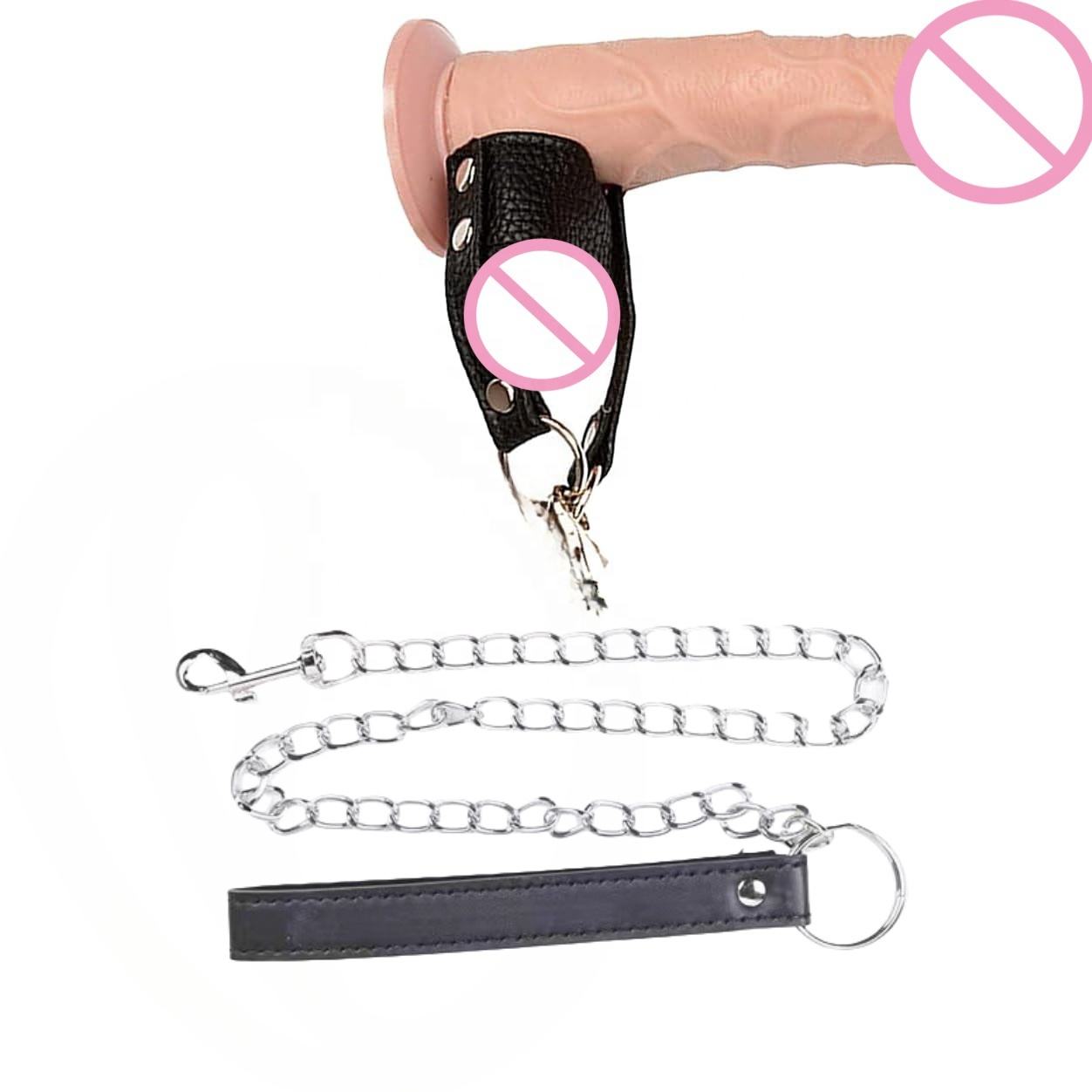 Men Dick Leather Pulling Collar