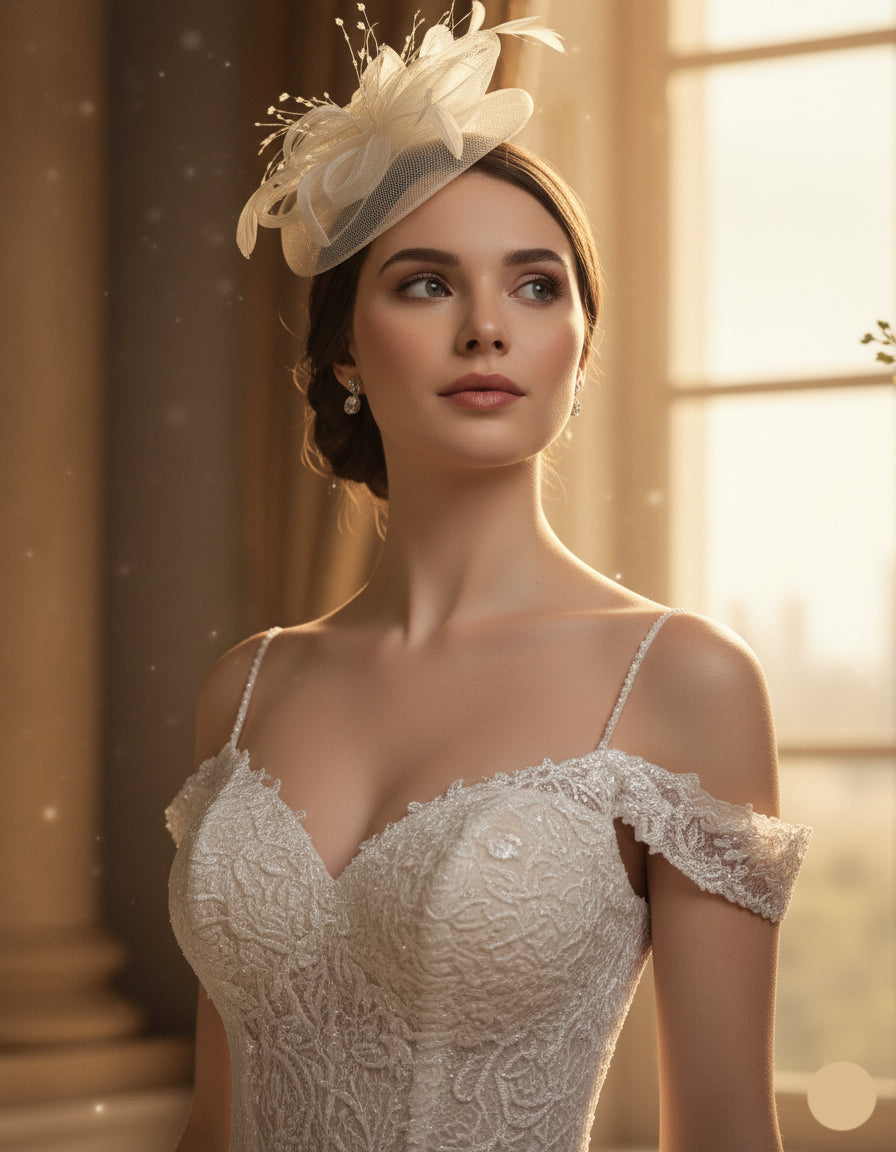 Elegant Feathered Mesh Fascinator Hat