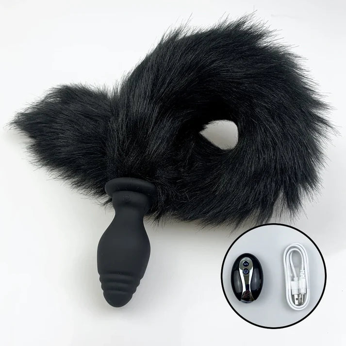 Vibrating Silicone Butt Plug Fox Tail with/without Remote