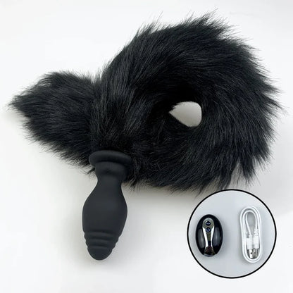Vibrating Silicone Butt Plug Fox Tail with/without Remote