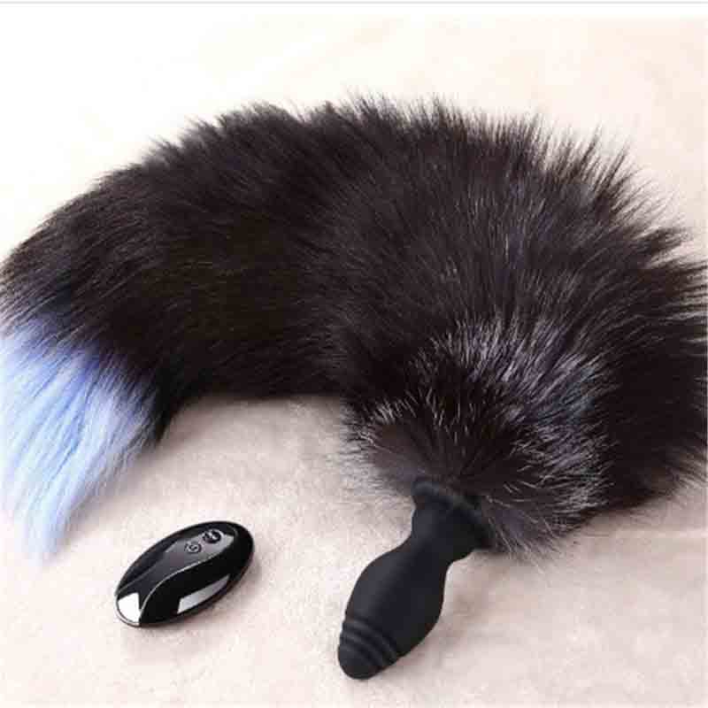 Thick Fox Tail Silicone Vibrator Butt Plug with/without Remote
