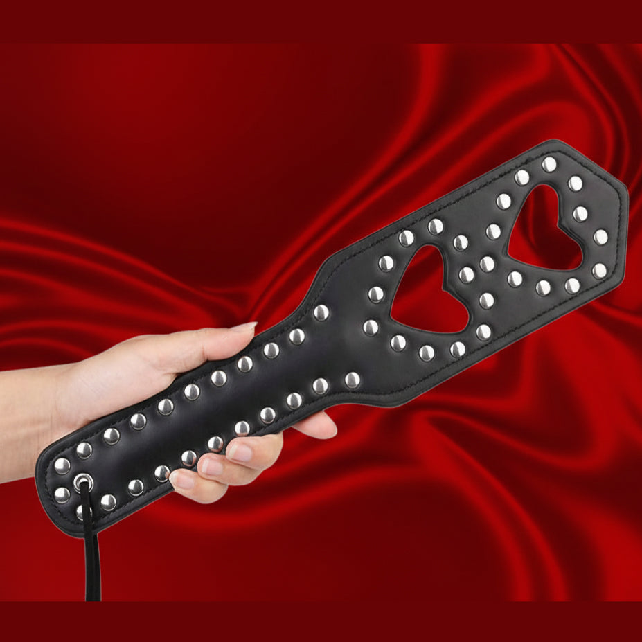 Two Hearts Deluxe Studded Bondage paddle