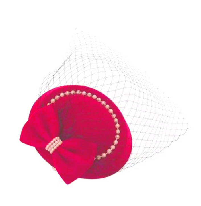 Pearl Bow Mesh net Fascinator Hat | HAT-11