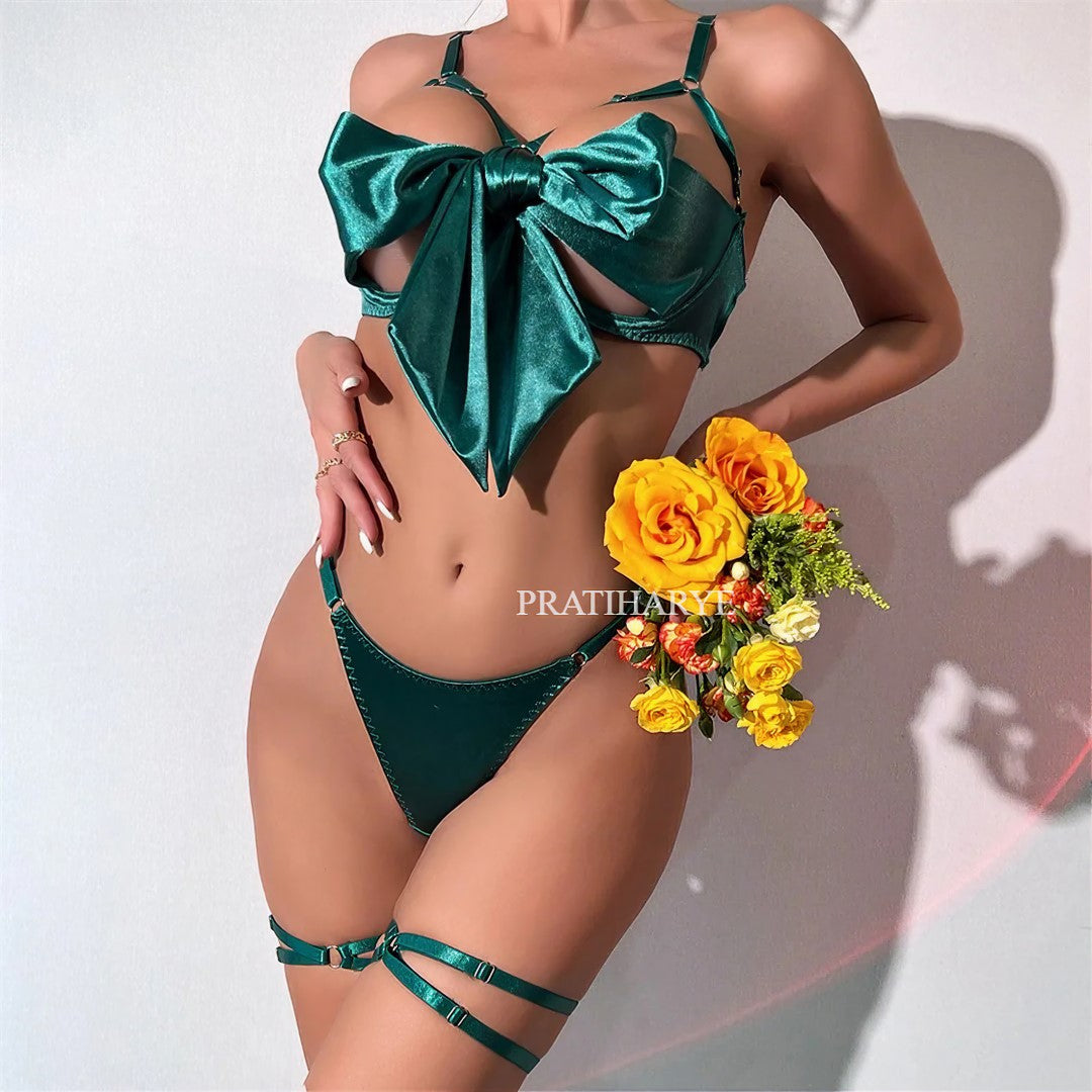 Trendy Bow Front Lingerie Set - Pratiharye