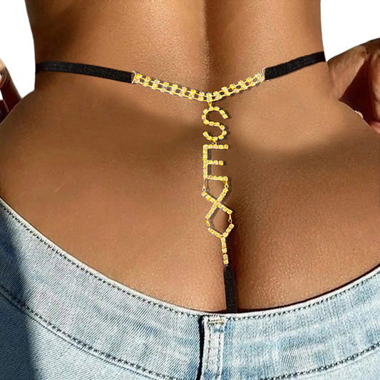 Sexy Letter & Dollar Chain Thong