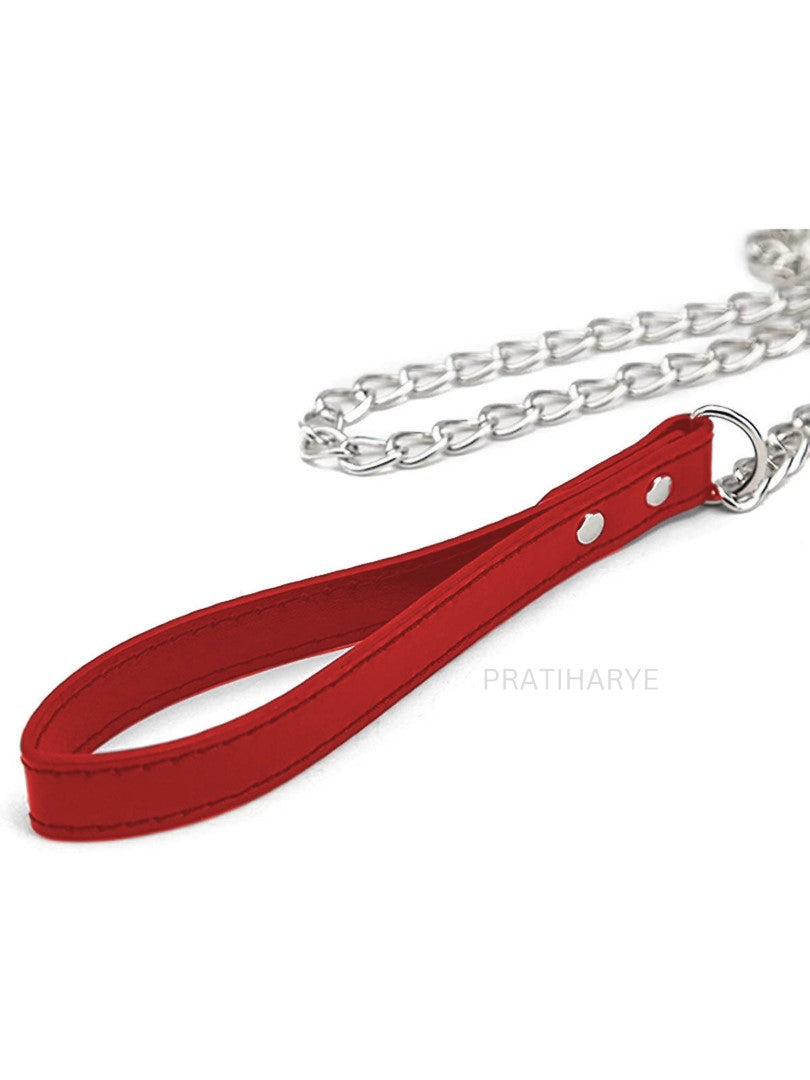 Pu leather Metal Chain Collar leash