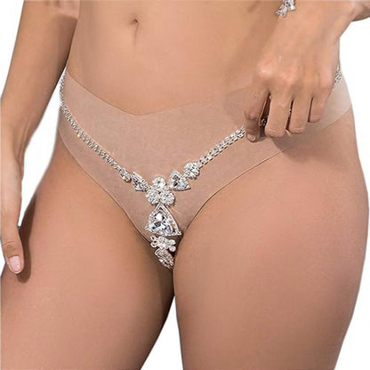 Crystal Rhinestone Designer Chain Thong