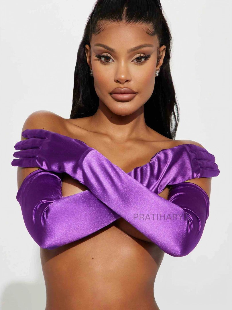 Satin Gloves Purple