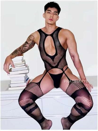 Men Fishnet Bodystocking