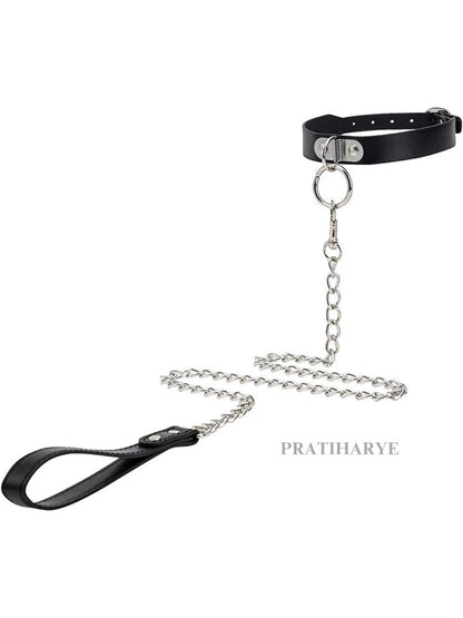 Pu leather Metal Chain Collar leash