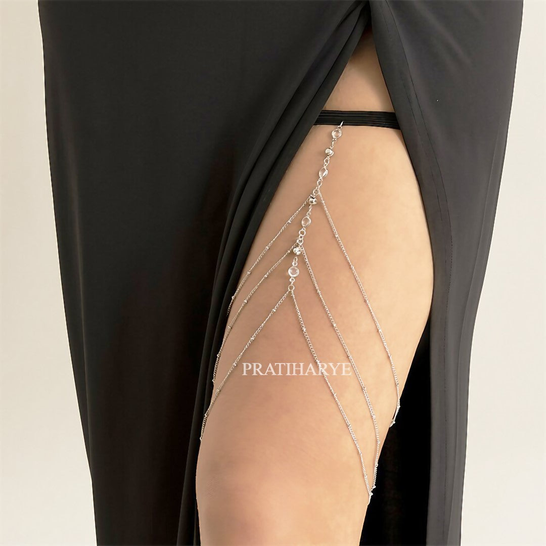 Multi-layer Rhinestone Thigh High Chain