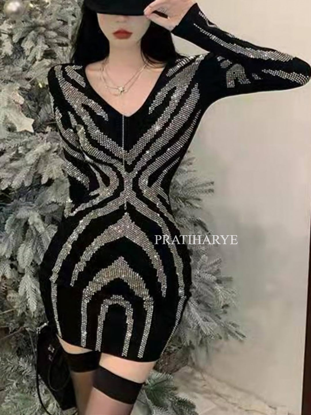 Sparkly Rhinestone Mini Dresses for Women - Pratiharye