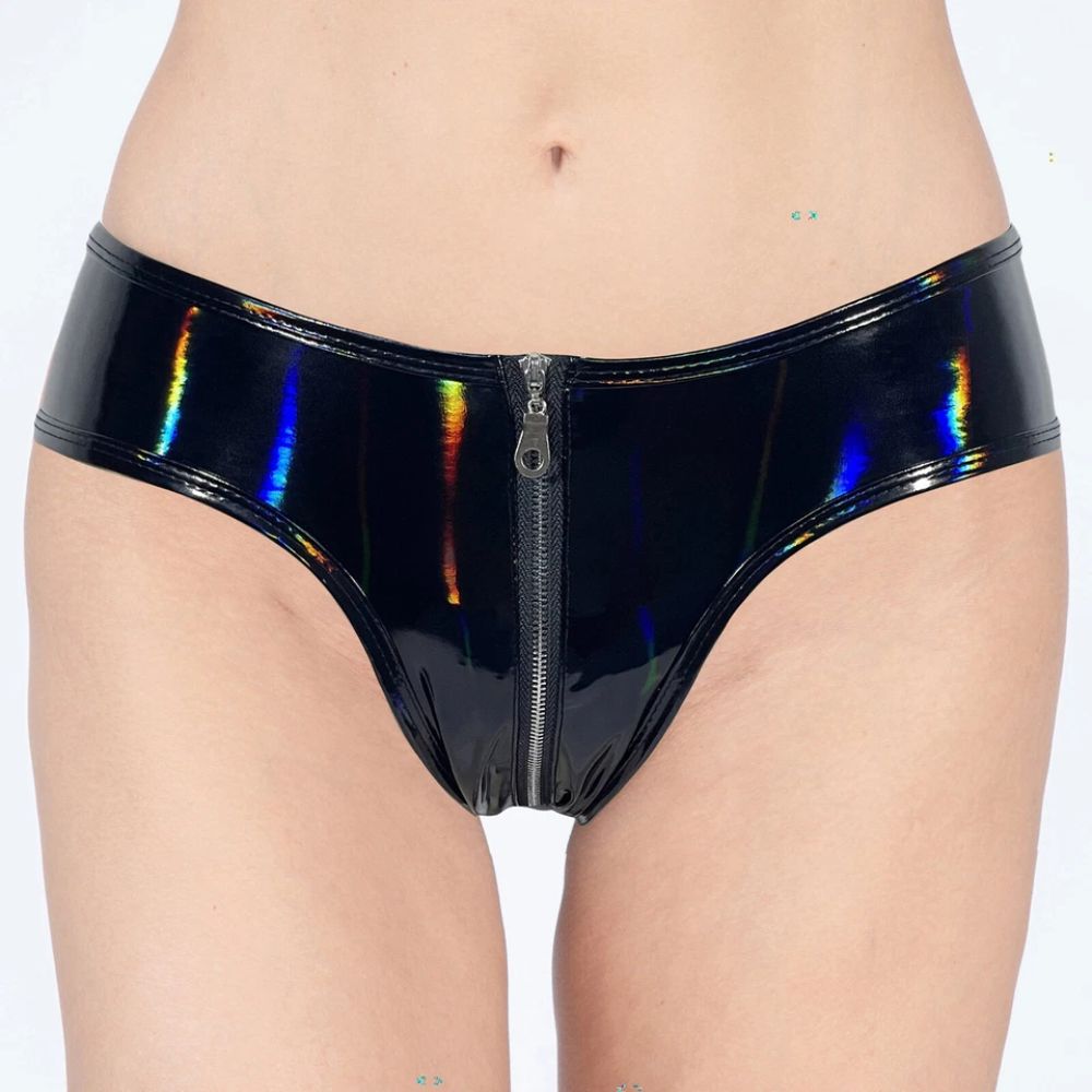 Premium Shinny Full Zip Latex Brief For Women