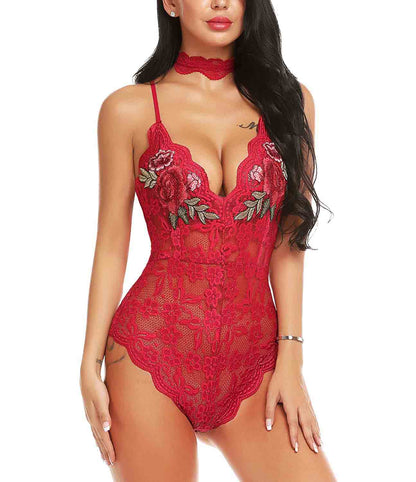 Embroidery Teddy Bodysuit - Deal product