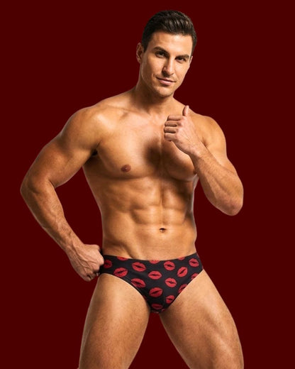 Men Red Lip Print Sexy Brief
