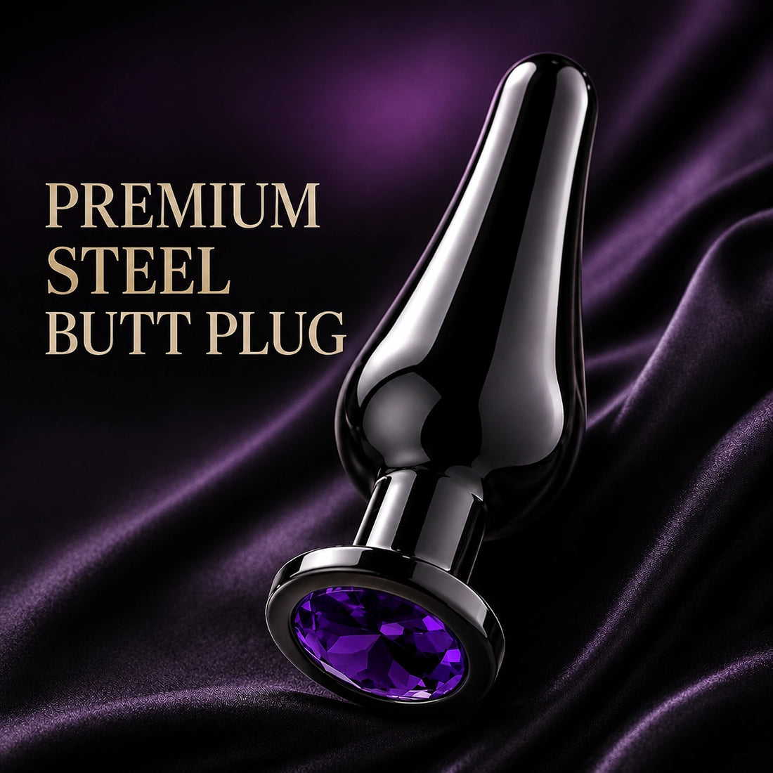 Premium Stainless Steel Anal Plug Purple Jewel