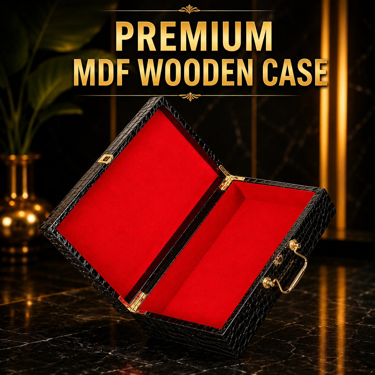 Premium MDF Wooden Storage Case with Luxury Leather Finish