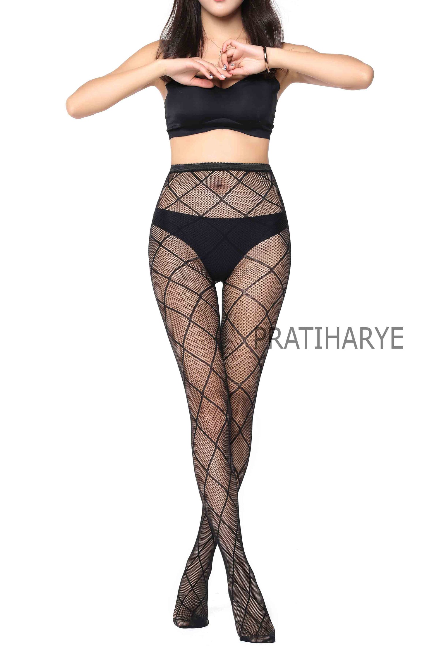 Lace Pattern High Waist Fishnet Pantyhose Stocking - D7