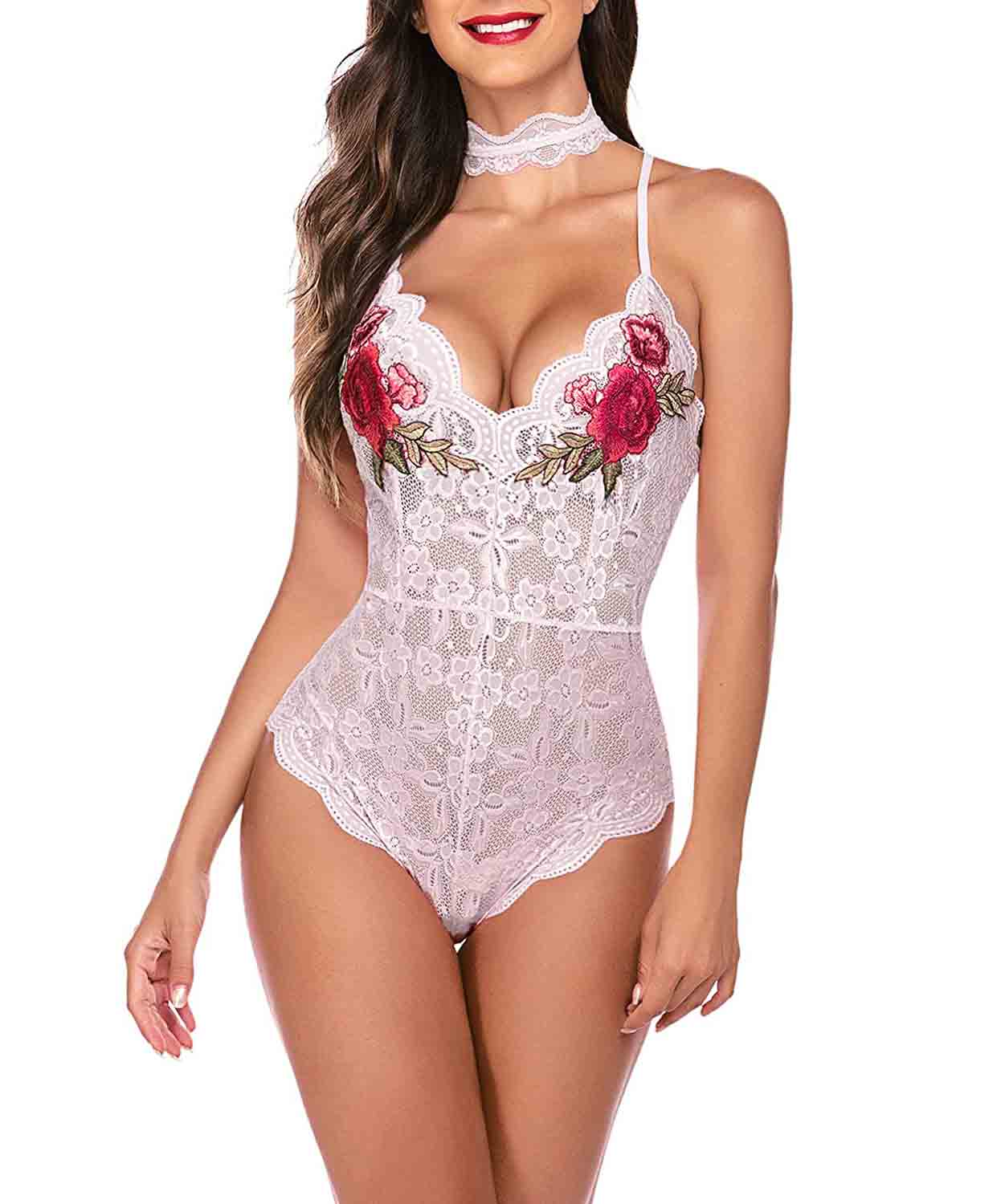 Embroidery Teddy Bodysuit - Deal product