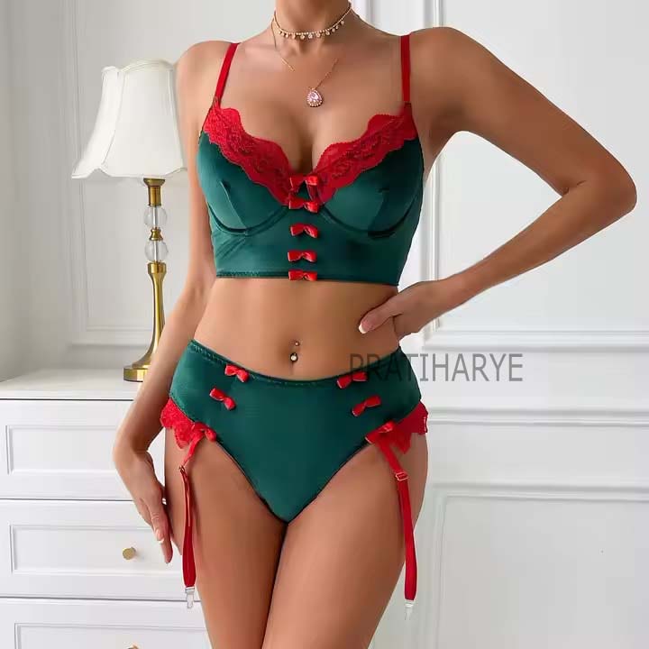 Velvet Christmas Garter set