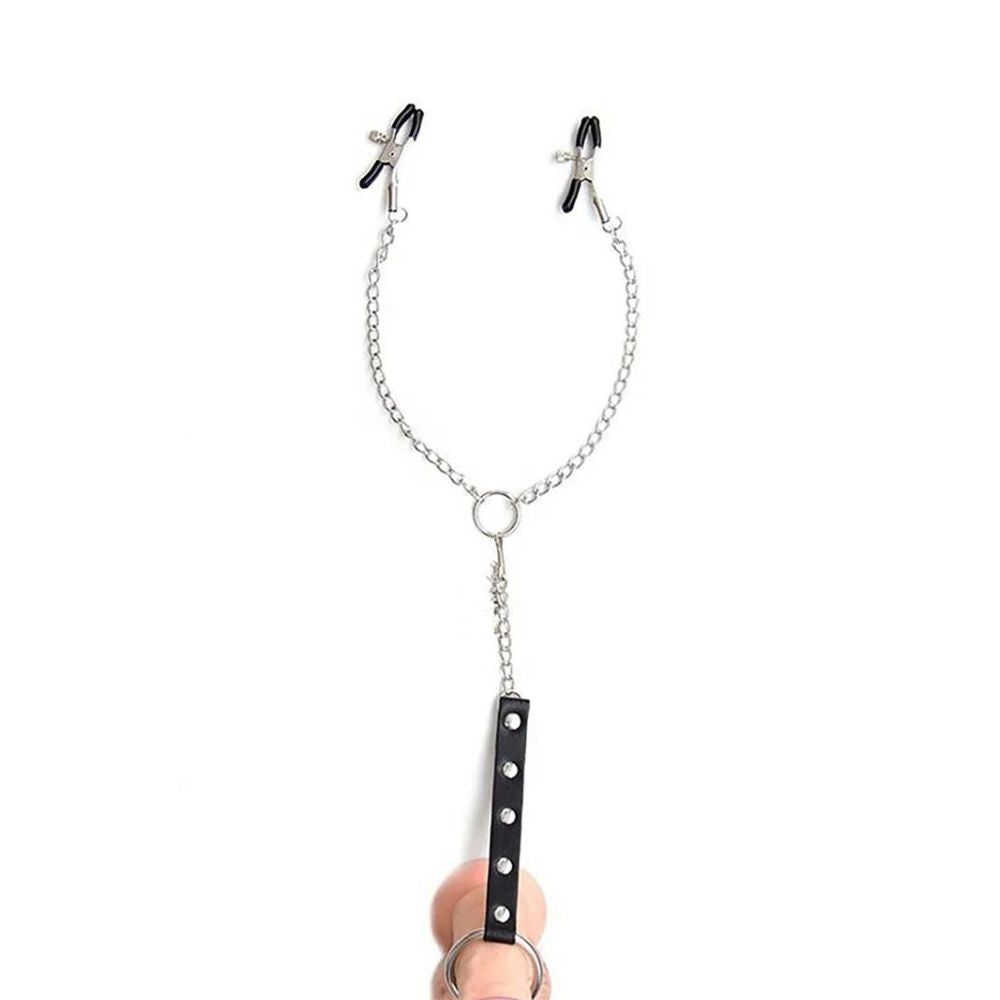 Seductive Nipple Clamps with Dick Ring