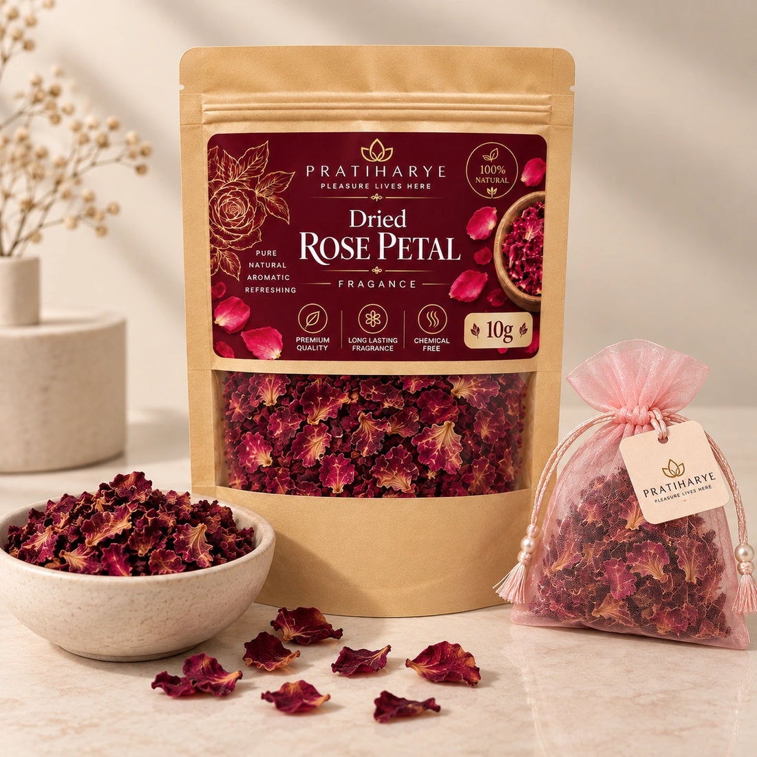Dried Rose Petals Fragrance 10g Potli