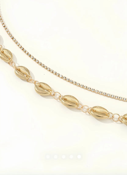 Double Layer Gold Shell Tummy/Waist Chain for Women
