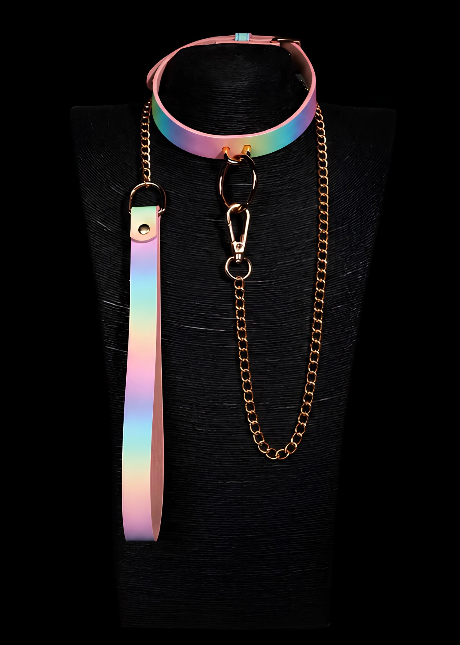 Premium Holographic BDSM Collar with Leash