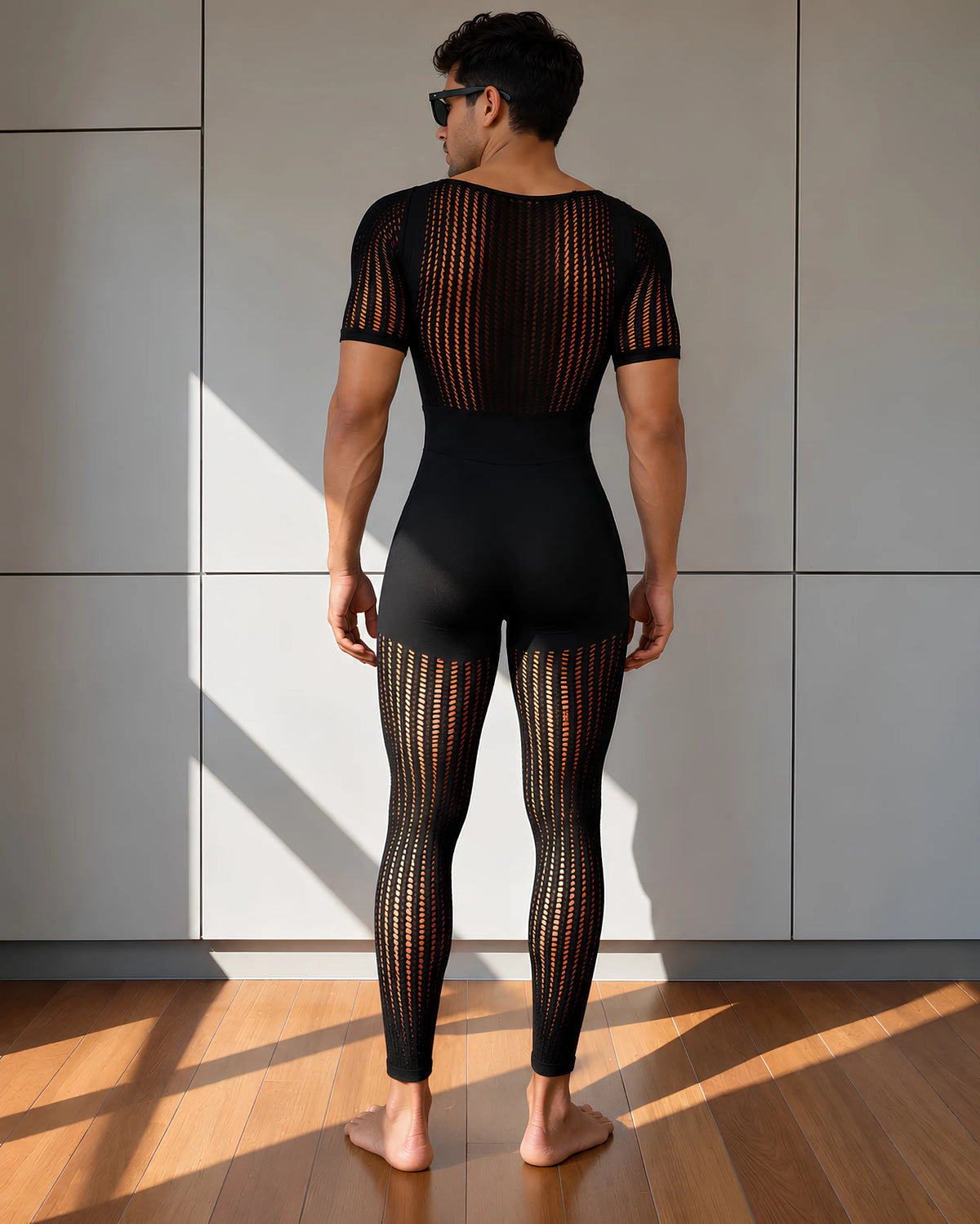 Men’s Black Full Body Fishnet Stocking