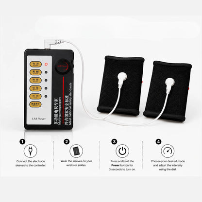 Penis Electro Stimulation Controller with Conductive Electrode Sleeves