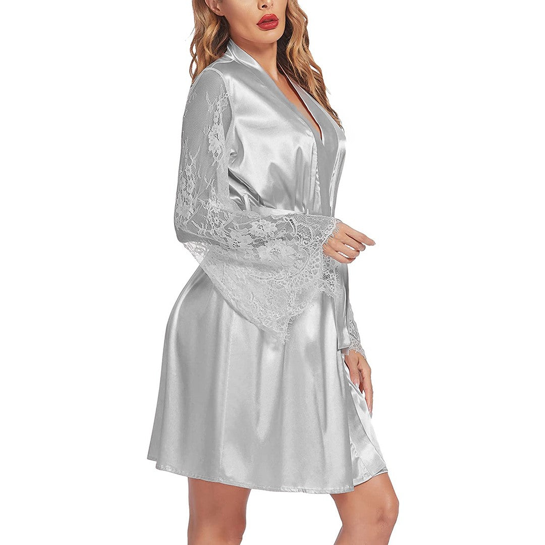 Pratiharye 3/4 Sleeve Satin Robe