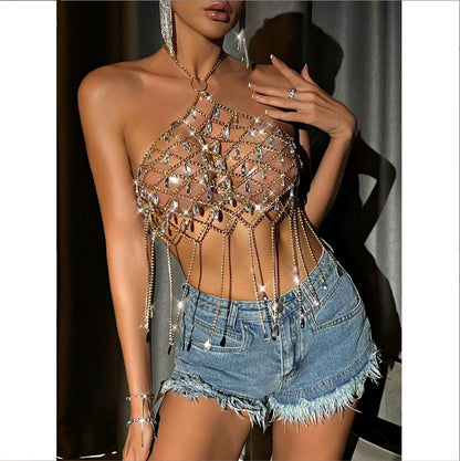 Sexy Fringe Crystal Gemstone Top