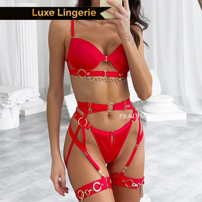 5pc Linked Chain Underwired Garter Lingerie - Pratiharye