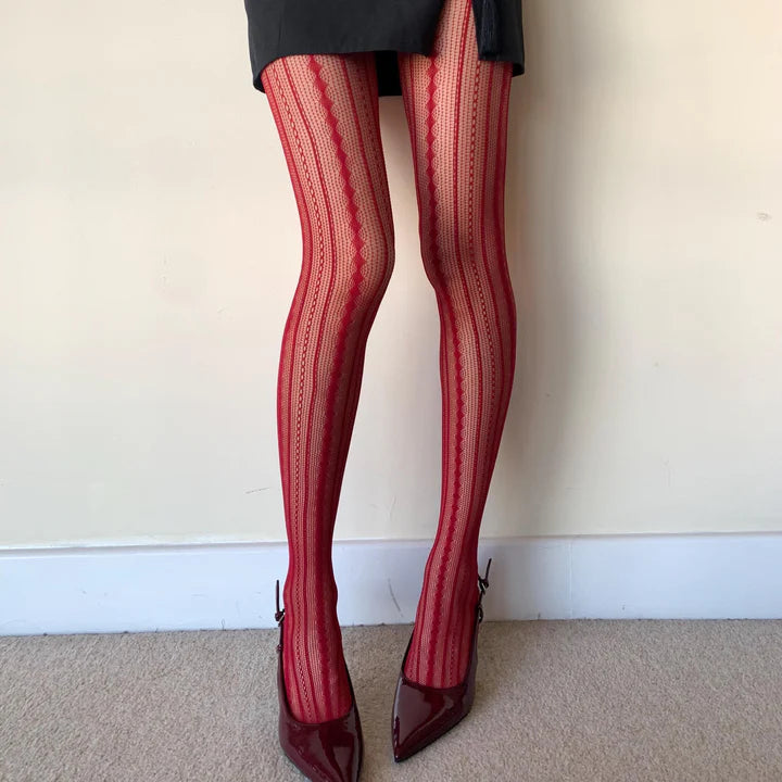 Crimson Desire Fishnet Pantyhose