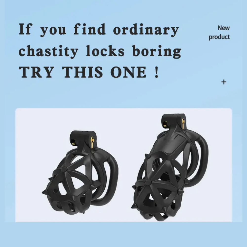Plastic Silicone Spike Male Chasity Cage lock