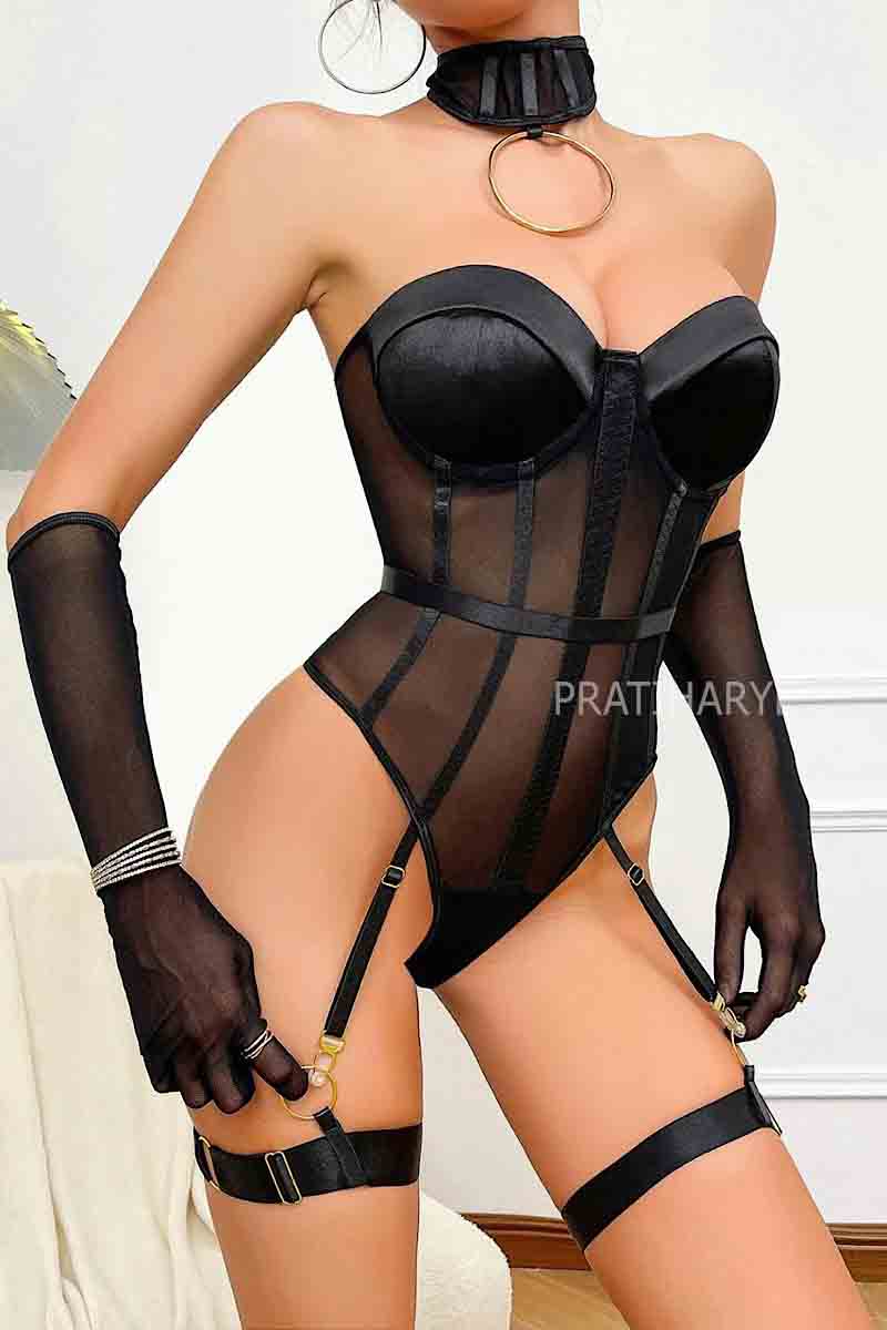 Premium Strapless Bodysuit with Gloves