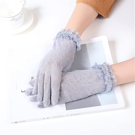 Leopard Net Gloves with Ruffle Trim