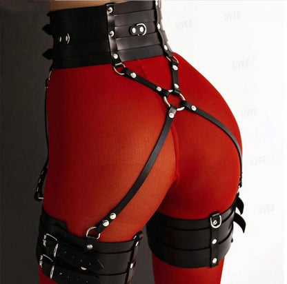 Faux Leather Waist-to-Thigh Harness Belt – Gothic Punk
