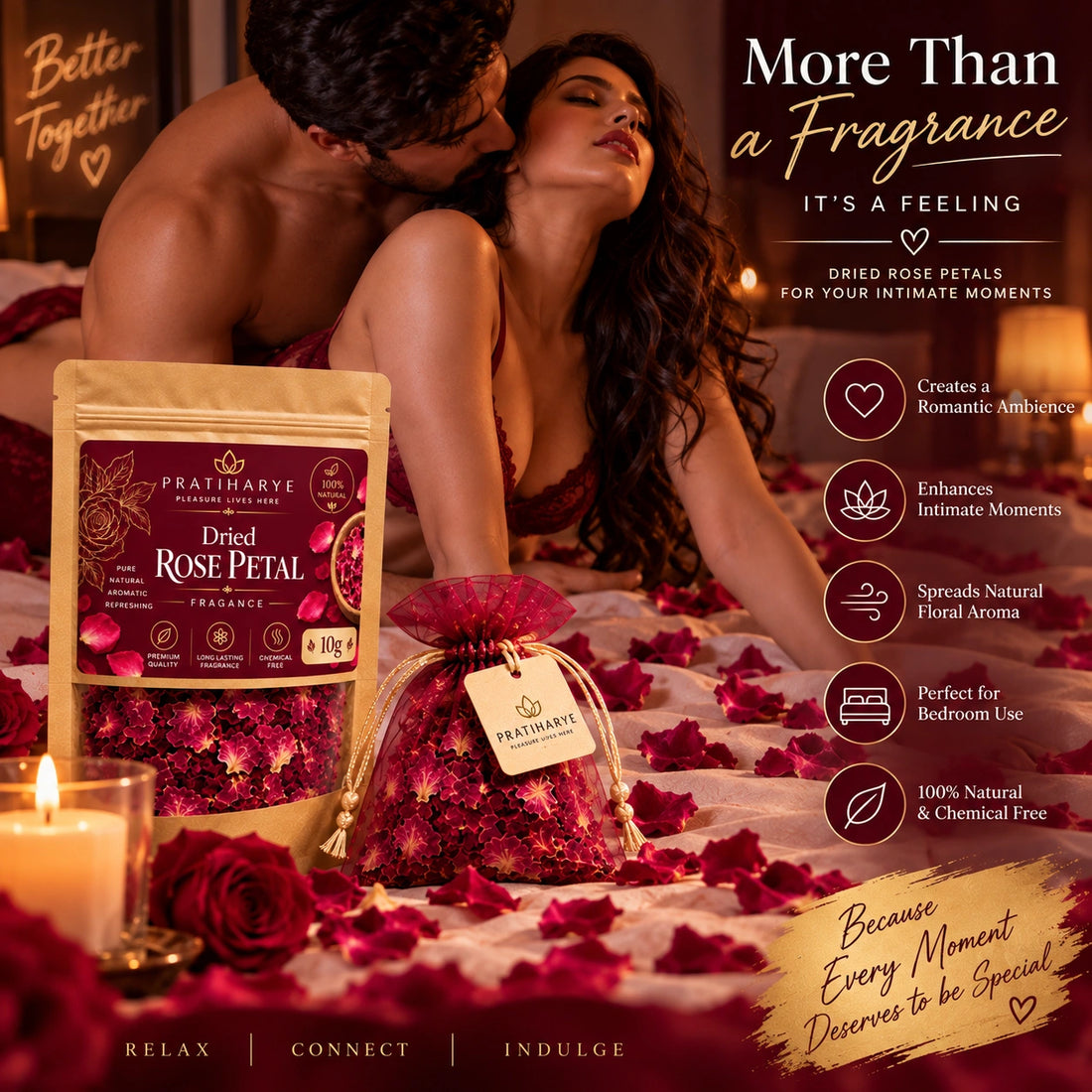 Dried Rose Petals Fragrance 10g Potli