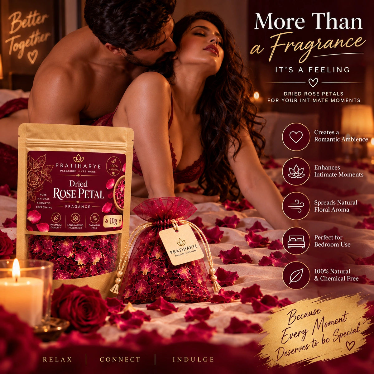 Dried Rose Petals Fragrance 10g Potli