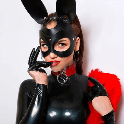 Black BDSM Bunny Mask