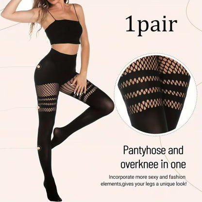 Sheer Fishnet Strips Pantyhose Stocking