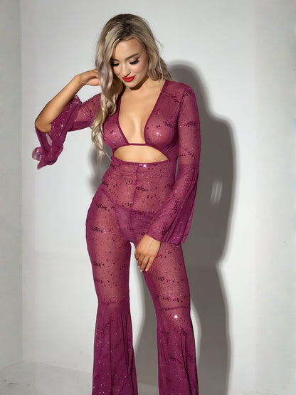 Elegant Cut-Out Shinny Jumpsuit