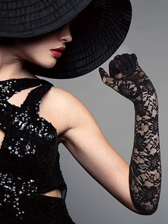 Long Floral Lace Gloves