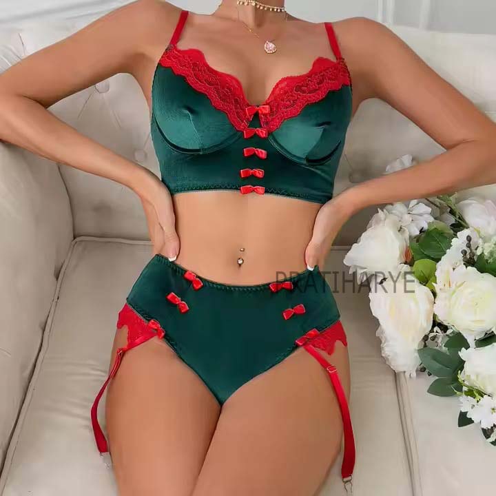 Velvet Christmas Garter set