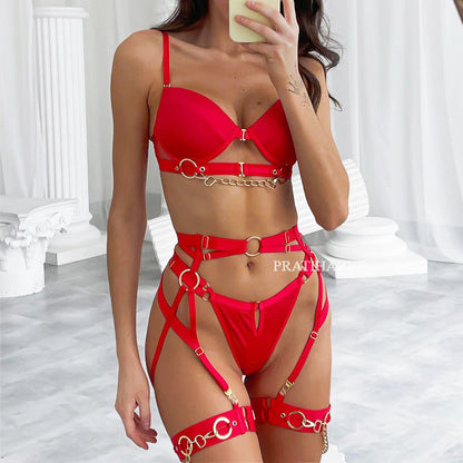 5pc Linked Chain Underwired Garter Lingerie - Pratiharye