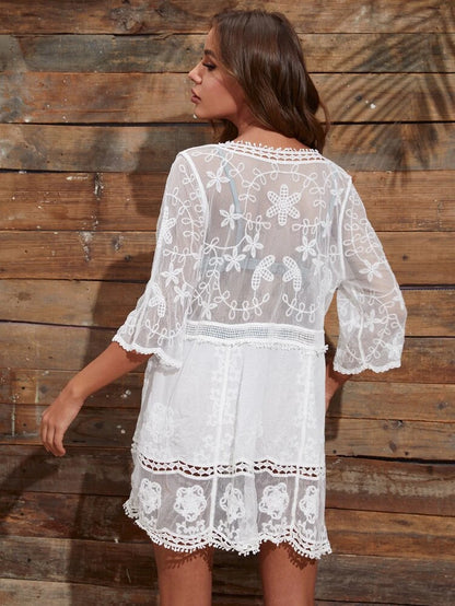 Embroidery Beach Cover Up Without Bikini