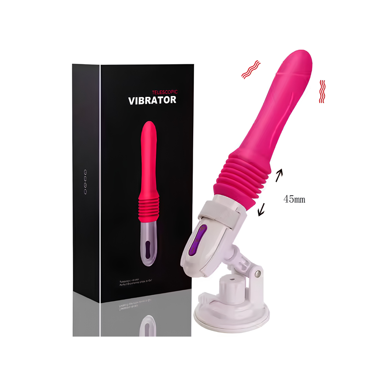 Telescopic Vibrator with Suction Cup Base | Thrusting &amp; Vibration Massager